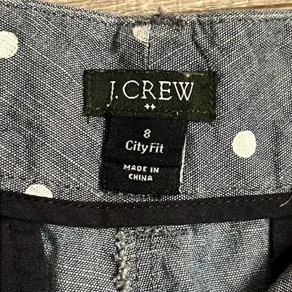 Vintage J Crew City Fit Shorts Women’s Size 8 Blue Chambray With White Polka Dot - Picture 4 of 10